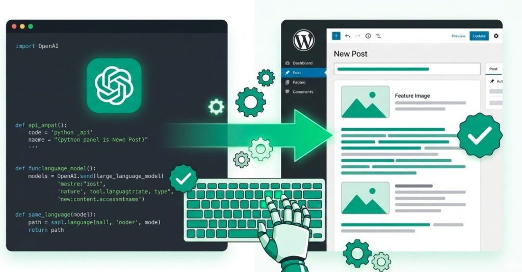 OpenAI API WordPress 자동화 블로그 포스팅 자동 생성 파이프라인 구조도